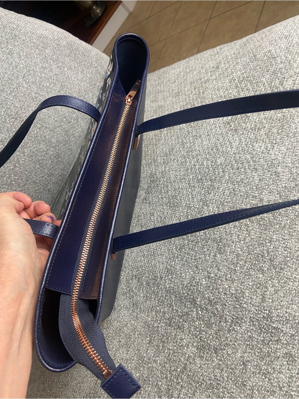 Ted Baker London Navy Floral & Butterfly Tote - Picture 7 of 12